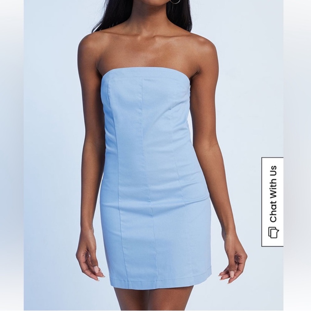 La Hearts Light Blue Strapless Mini Dress
